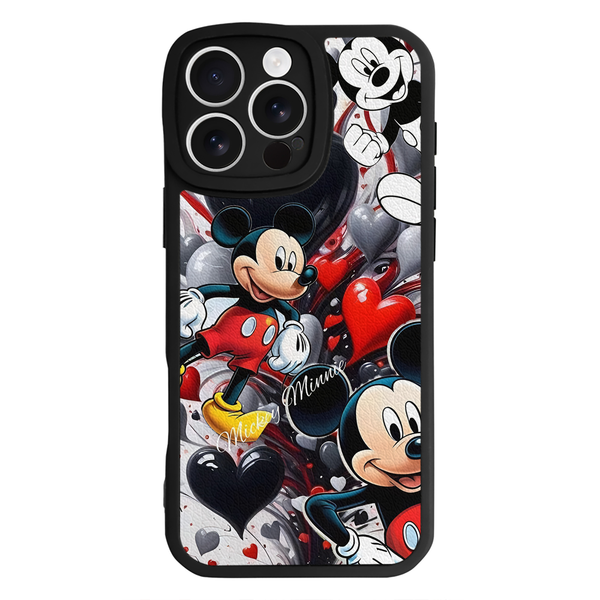（画像用） ミッキーマウス Mickey Mouse 【iPhone 16シリーズ対応】シリコンスマホケース（レザー調） 材質：シリコン